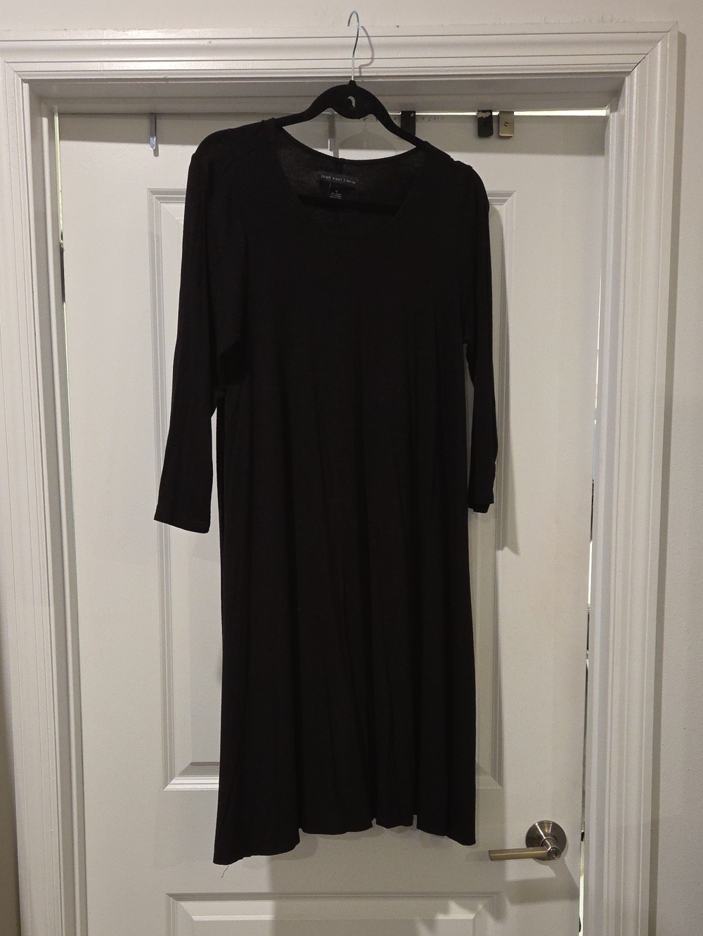 Joan Vass Black Long-Sleeve Midi Dress Size M! - Picture 1 of 7